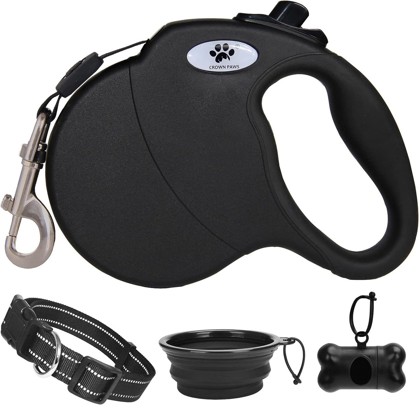 16 Ft Retractable Dog Leash for Large Dogs up to 110 Lbs,Tangle-Free Nylon Tape,Black L